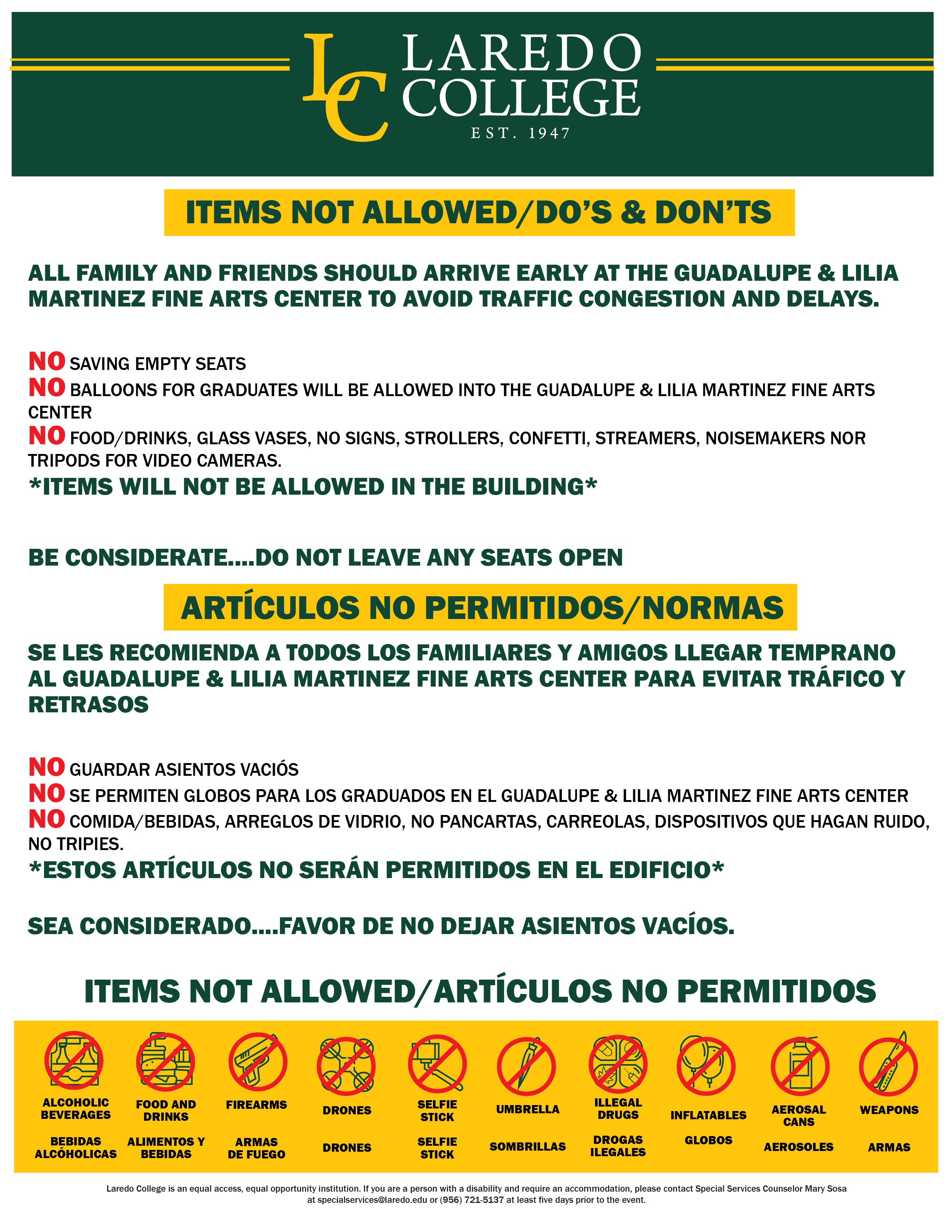 Items not permitted